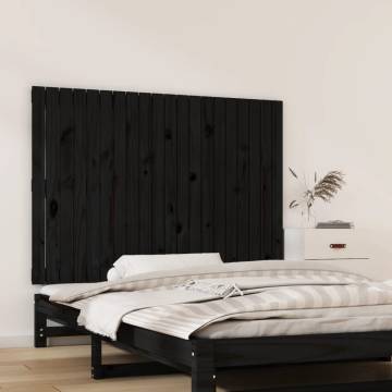 Elegant Black Wall Headboard - Solid Pine Wood (127.5x3x90 cm)