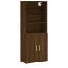 Stylish Highboard Brown Oak | 69.5x34x180 cm Engineered Wood