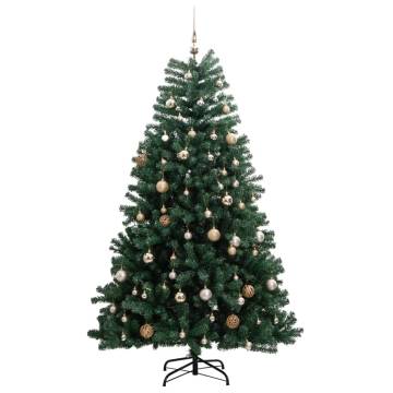 Artificial Hinged Christmas Tree with 300 LEDs & Ball Set - 180 cm