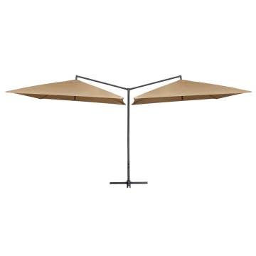 Double Parasol with Steel Pole 250x250 cm Taupe - Hipomarket