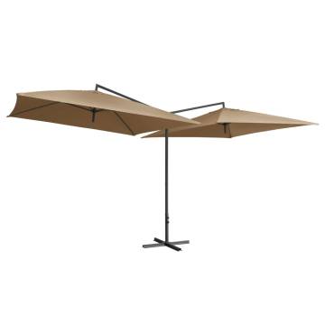 Double Parasol with Steel Pole 250x250 cm Taupe - Hipomarket