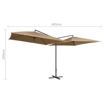 Double Parasol with Steel Pole 250x250 cm Taupe - Hipomarket