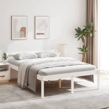 White Small Double Bed Frame 120x190 cm - Solid Pine | HipoMarket