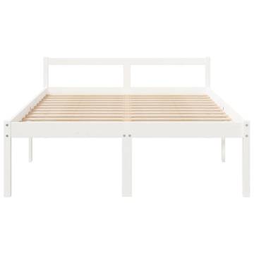 White Small Double Bed Frame 120x190 cm - Solid Pine | HipoMarket