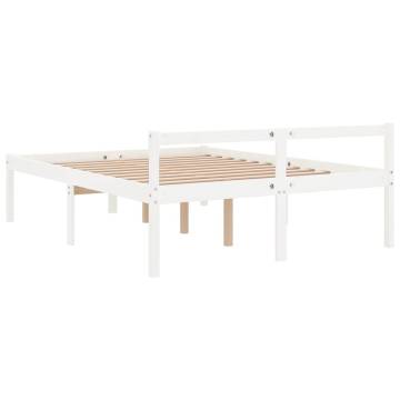 White Small Double Bed Frame 120x190 cm - Solid Pine | HipoMarket