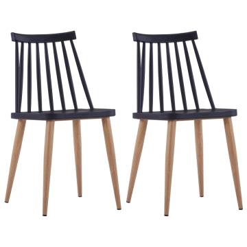 Stylish Black Plastic Dining Chairs Set of 2 | HipoMarket