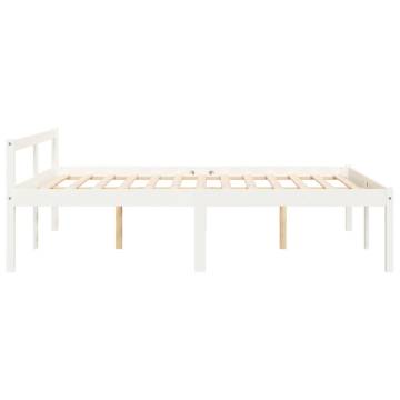 White Small Double Bed Frame 120x190 cm - Solid Pine | HipoMarket