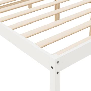 White Small Double Bed Frame 120x190 cm - Solid Pine | HipoMarket