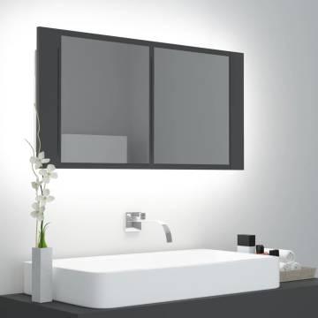 Stylish LED Bathroom Mirror Cabinet - Grey 90x12x45 cm