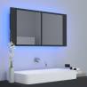 Stylish LED Bathroom Mirror Cabinet - Grey 90x12x45 cm