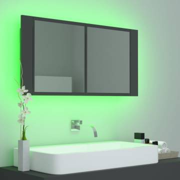 Stylish LED Bathroom Mirror Cabinet - Grey 90x12x45 cm