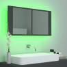 Stylish LED Bathroom Mirror Cabinet - Grey 90x12x45 cm