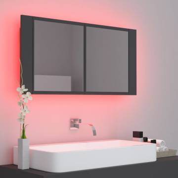 Stylish LED Bathroom Mirror Cabinet - Grey 90x12x45 cm