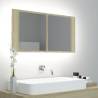 LED Bathroom Mirror Cabinet Sonoma Oak 90x12x45 cm Acrylic Colour sonoma oak Quantity in Package 1 