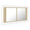 LED Bathroom Mirror Cabinet Sonoma Oak - 90x12x45 cm