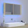 LED Bathroom Mirror Cabinet Sonoma Oak - 90x12x45 cm