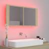 LED Bathroom Mirror Cabinet Sonoma Oak - 90x12x45 cm