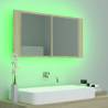 LED Bathroom Mirror Cabinet Sonoma Oak - 90x12x45 cm