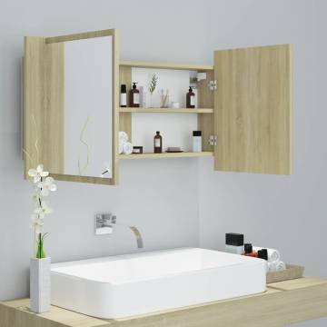 LED Bathroom Mirror Cabinet Sonoma Oak - 90x12x45 cm