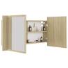 LED Bathroom Mirror Cabinet Sonoma Oak - 90x12x45 cm