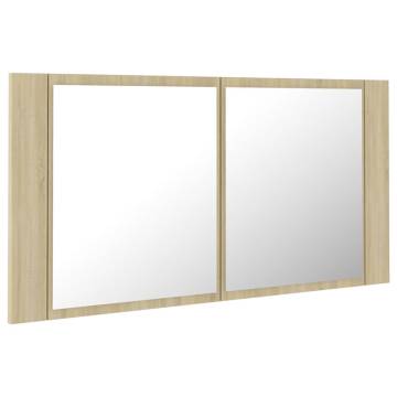 LED Bathroom Mirror Cabinet Sonoma Oak - 90x12x45 cm