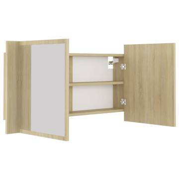 LED Bathroom Mirror Cabinet Sonoma Oak - 90x12x45 cm