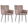 Dining Chairs with Armrests 2 pcs Brown Faux Suede Leather Colour brown Quantity in Package 2 