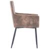 Elegant Brown Faux Suede Dining Chairs with Armrests - 2 pcs