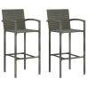 Bar Stools 2 pcs Grey Poly Rattan Colour grey Quantity in Package 2 