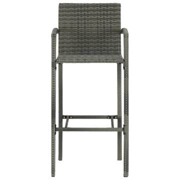 Stylish Grey Poly Rattan Bar Stools - Set of 2