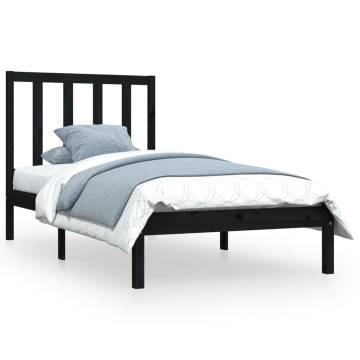 Black Solid Wood Pine Bed Frame 75x190 cm - Small Single