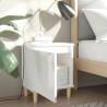 Stylish Bed Cabinets with Solid Wood Legs - 2 pcs High Gloss White