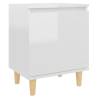 Stylish Bed Cabinets with Solid Wood Legs - 2 pcs High Gloss White