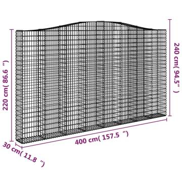 Arched Gabion Baskets - 2 pcs Galvanised Iron Garden Barriers