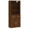 Stylish Highboard Brown Oak - 69.5x34x180 cm Engineered Wood