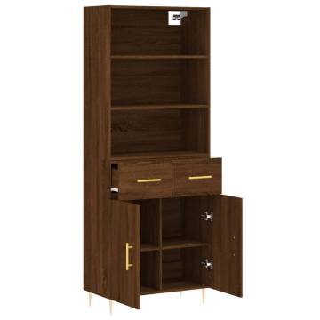 Stylish Highboard Brown Oak - 69.5x34x180 cm Engineered Wood