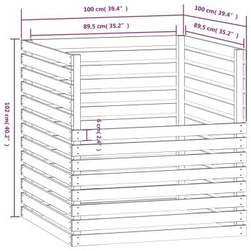 Composter Honey Brown - Solid Pine Wood 100x100x102 cm