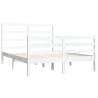 White Solid Wood Pine Bed Frame 135x190 cm Double - HipoMarket