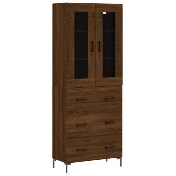 Elegant Highboard Brown Oak | 69.5x34x180 cm | HipoMarket