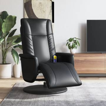 Massage Recliner Chair with Footrest - Black Faux Leather