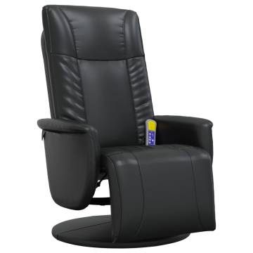 Massage Recliner Chair with Footrest - Black Faux Leather