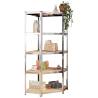 5-Layer Shelves Set - Silver Steel & Engineered Wood Storage