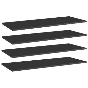 Bookshelf Boards 4 pcs in High Gloss Black - 100x40 cm