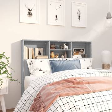 Headboard Cabinet Grey Sonoma - Stylish Bedroom Storage