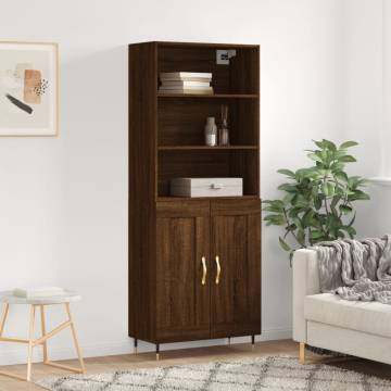 Highboard Brown Oak 69.5x34x180 cm Engineered Wood - Stylish Storage