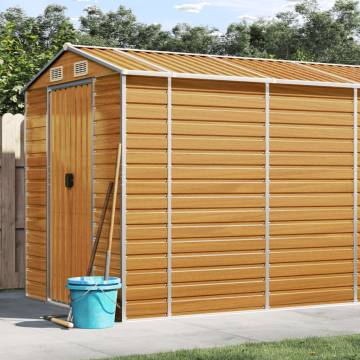 Light Brown Garden Shed - 191x725x198 cm Galvanised Steel