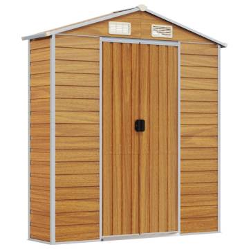 Light Brown Garden Shed - 191x725x198 cm Galvanised Steel