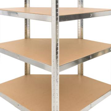 5-Layer Shelves Set - Silver Steel & Engineered Wood Storage