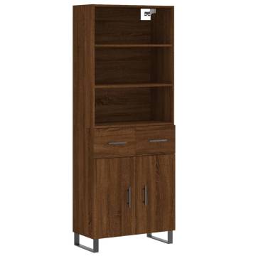 Stylish Highboard Brown Oak - 69.5x34x180 cm Engineered Wood