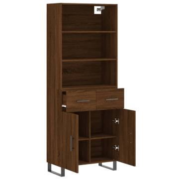 Stylish Highboard Brown Oak - 69.5x34x180 cm Engineered Wood